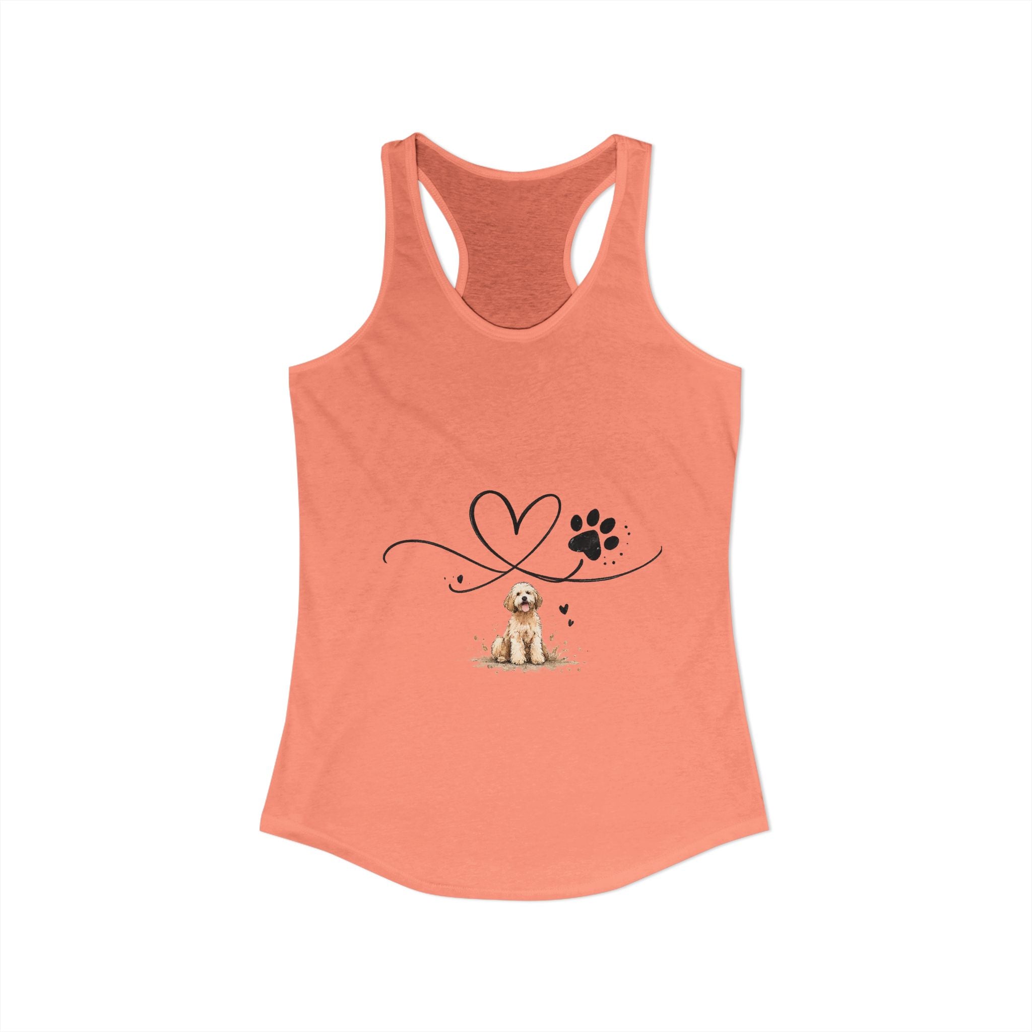 Cute Doodle Dog Mom Tank Top – Paw Print Heart Shirt, Goldendoodle Lover Gift, Racerback Tank