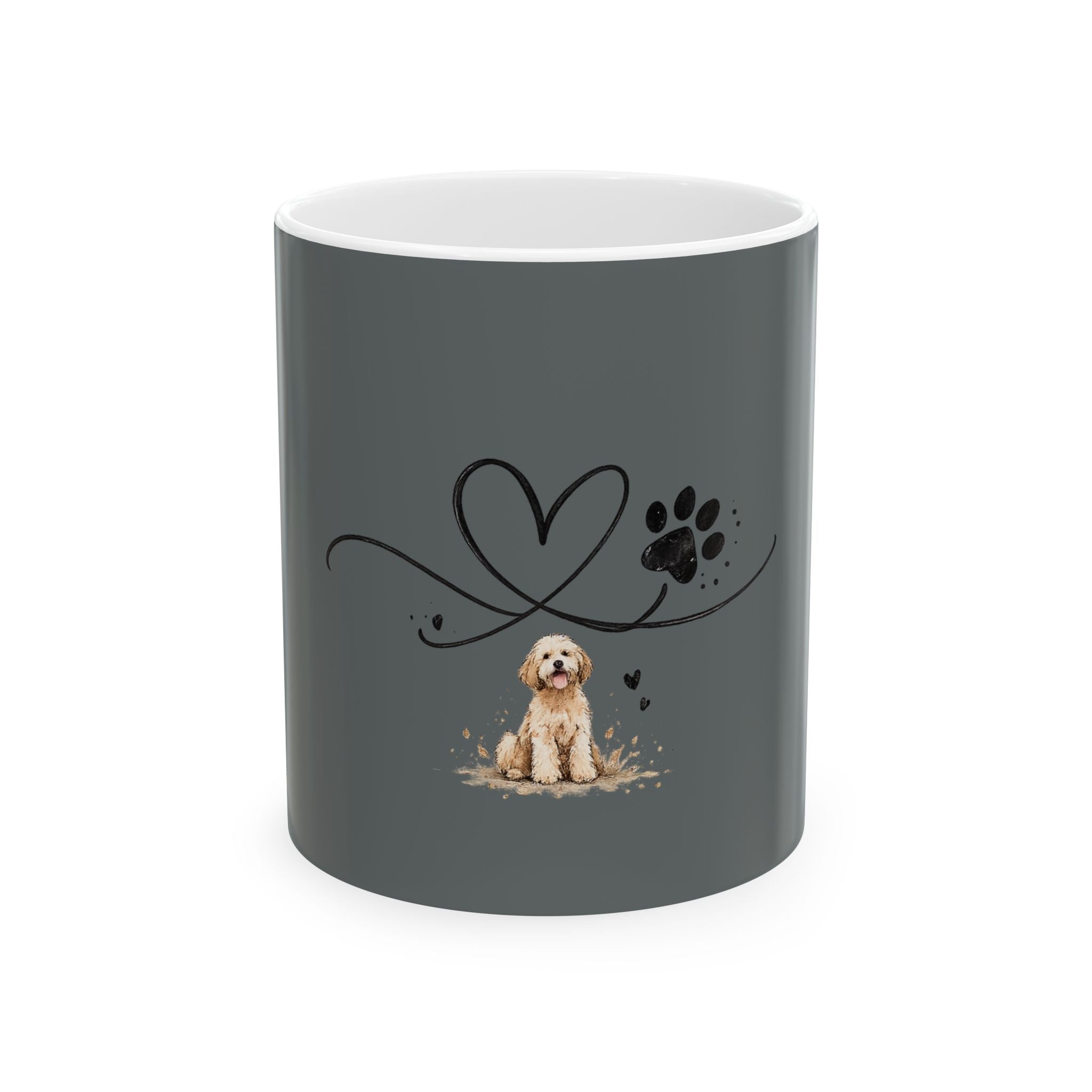 Doodle Dog Mom Mug – Cute Goldendoodle Coffee Cup, Paw Heart Design, Gift for Dog Lovers