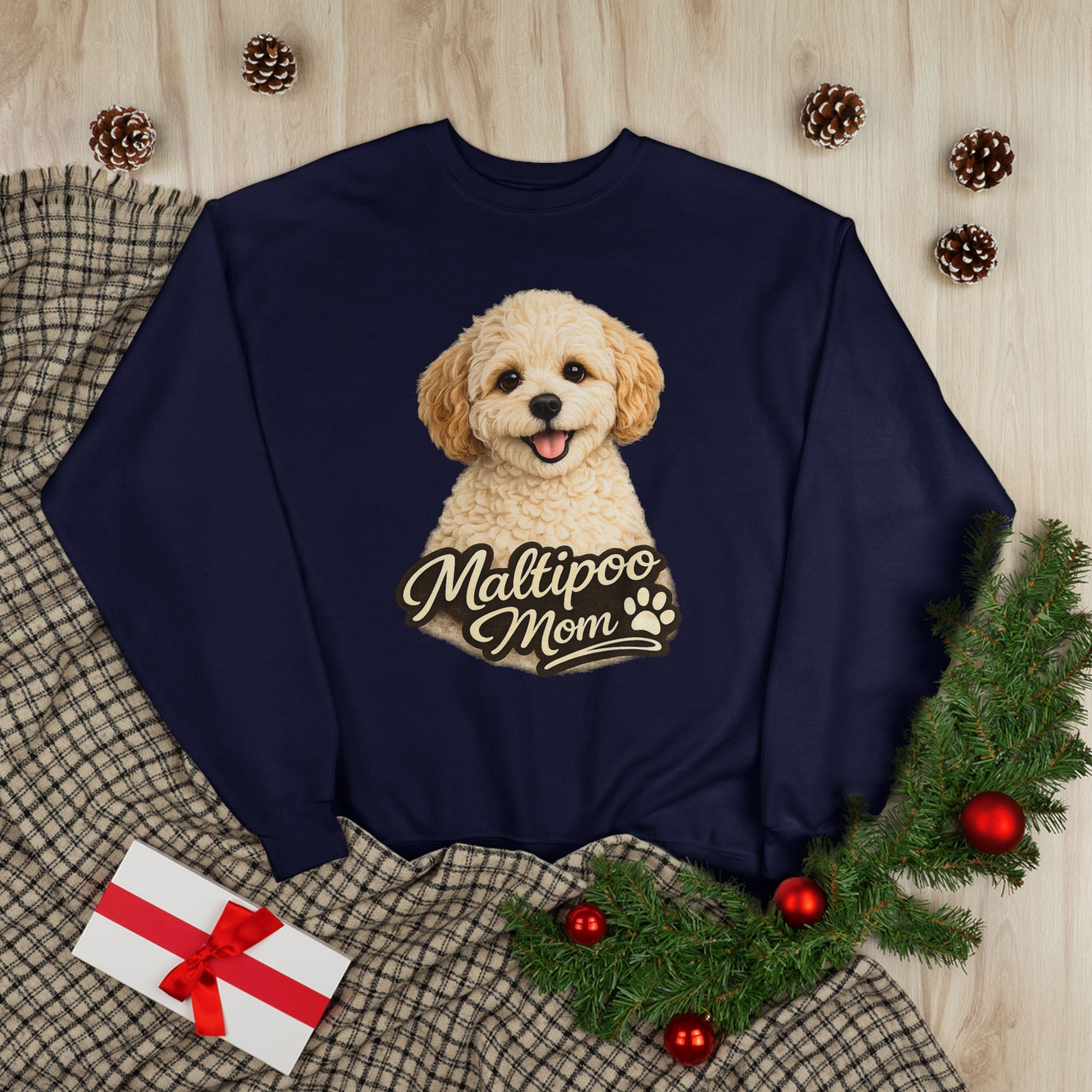 Maltipoo Mom Sweatshirt – Cozy Small Dog Mom Crewneck, Cute Maltipoo Gift, Dog Mom Pullover, Soft Neutral Sweatshirt