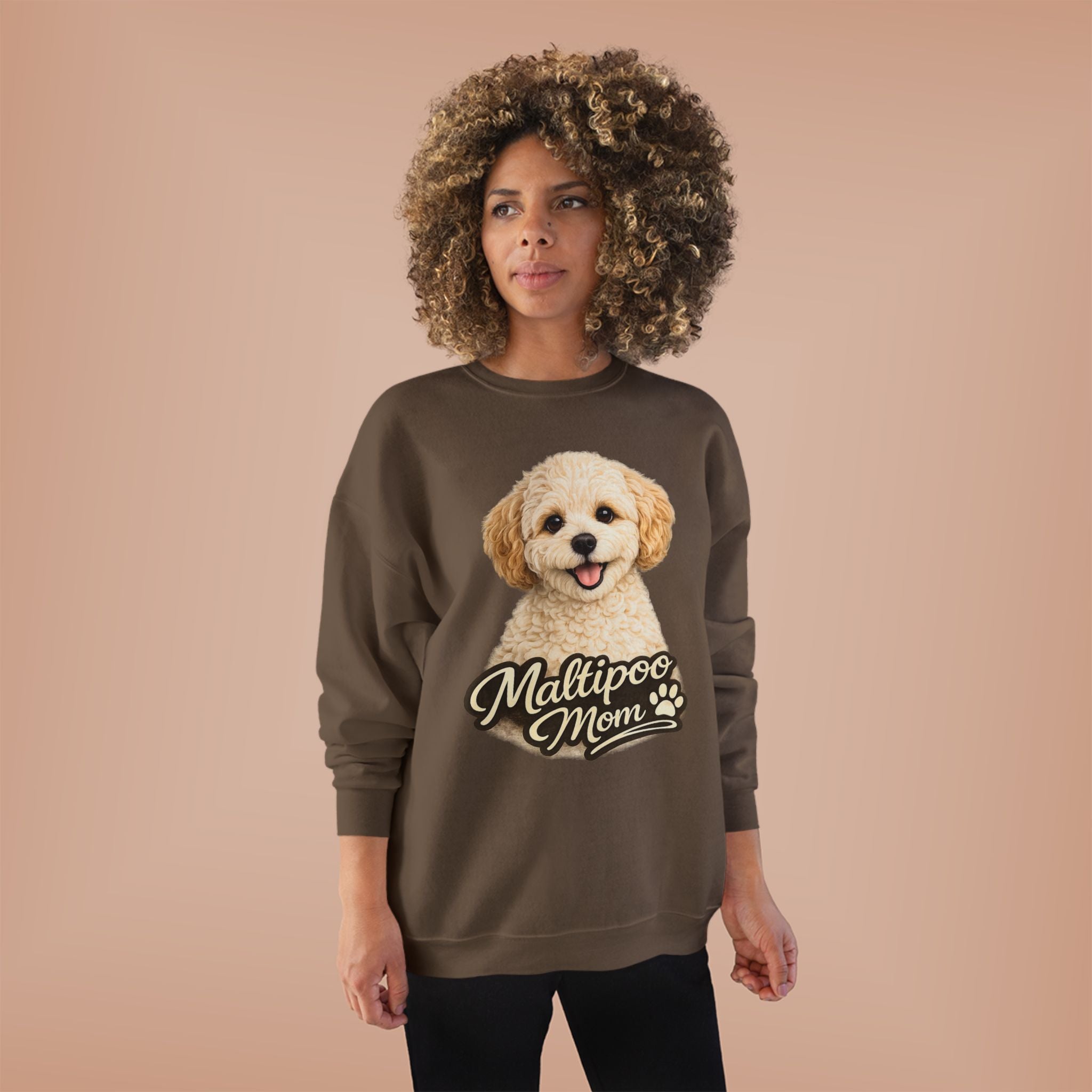 Maltipoo Mom Sweatshirt – Cozy Small Dog Mom Crewneck, Cute Maltipoo Gift, Dog Mom Pullover, Soft Neutral Sweatshirt