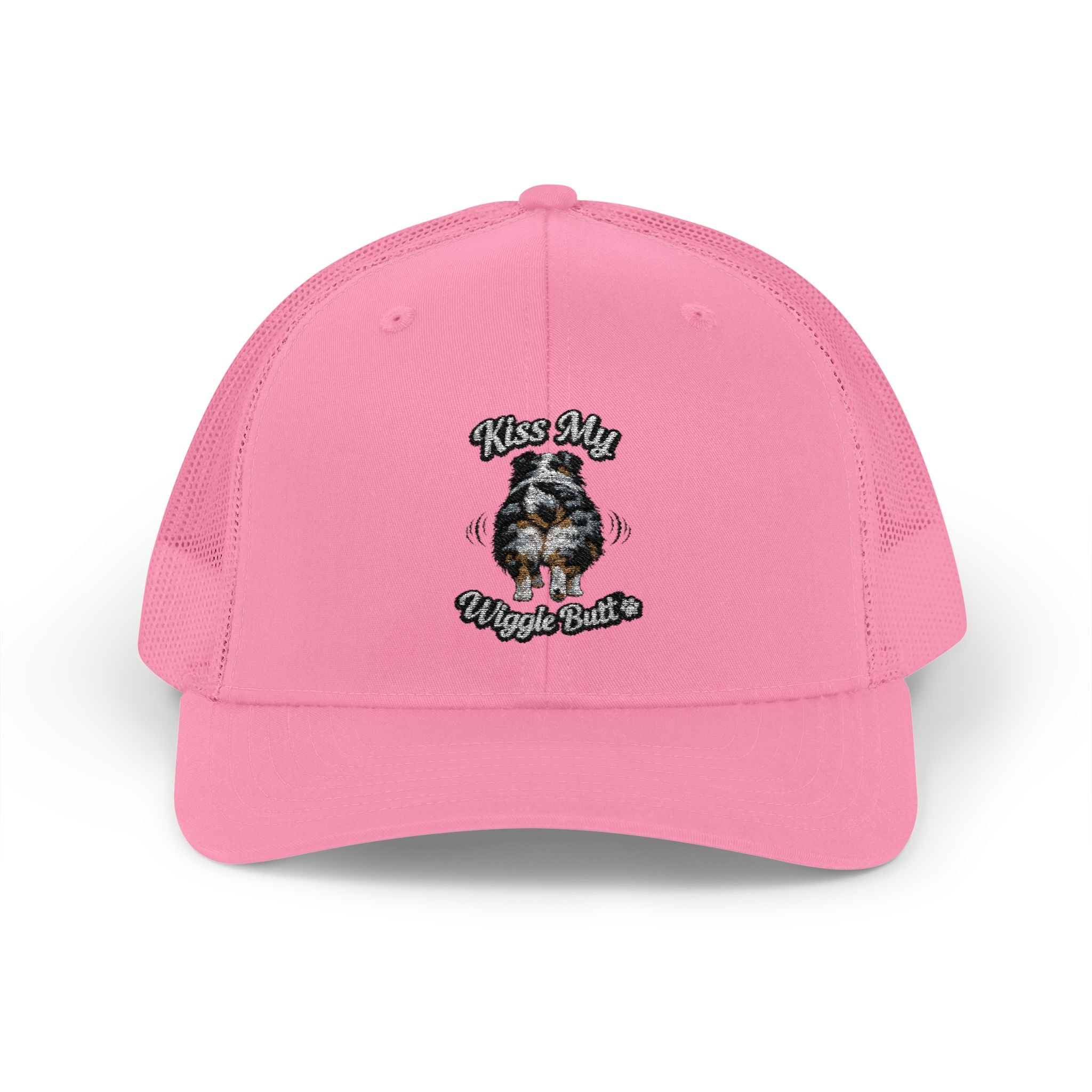 Kiss My Wiggle Butt Aussie Hat | Australian Shepherd Trucker Cap | Funny Dog Hat | Aussie Mom/Dad Gift
