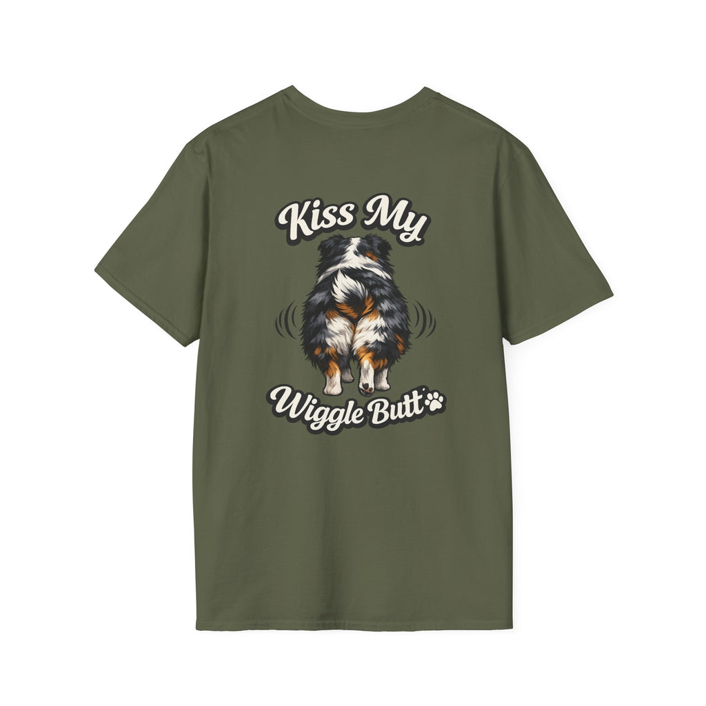 Kiss My Wiggle Butt Aussie Shirt | Australian Shepherd Funny Dog Tee | Aussie Mom Gift | Wiggle Butt Shirt