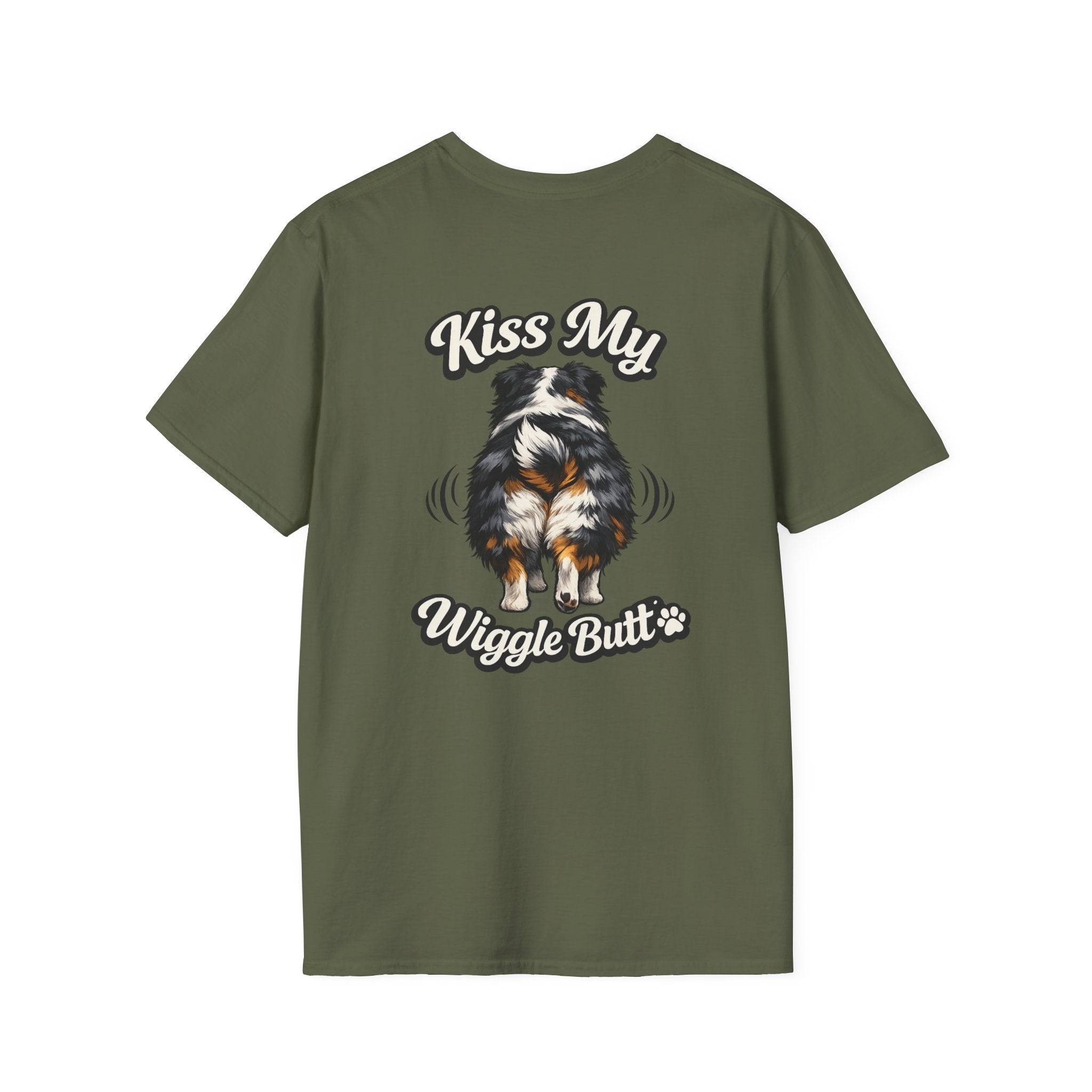 Kiss My Wiggle Butt Aussie Shirt | Australian Shepherd Funny Dog Tee | Aussie Mom Gift | Wiggle Butt Shirt