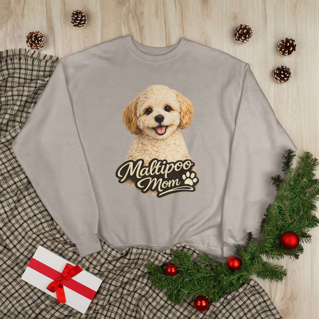 Maltipoo Mom Sweatshirt – Cozy Small Dog Mom Crewneck, Cute Maltipoo Gift, Dog Mom Pullover, Soft Neutral Sweatshirt