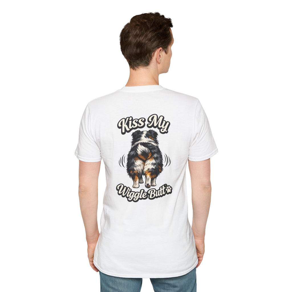 Kiss My Wiggle Butt Aussie Shirt | Australian Shepherd Funny Dog Tee | Aussie Mom Gift | Wiggle Butt Shirt