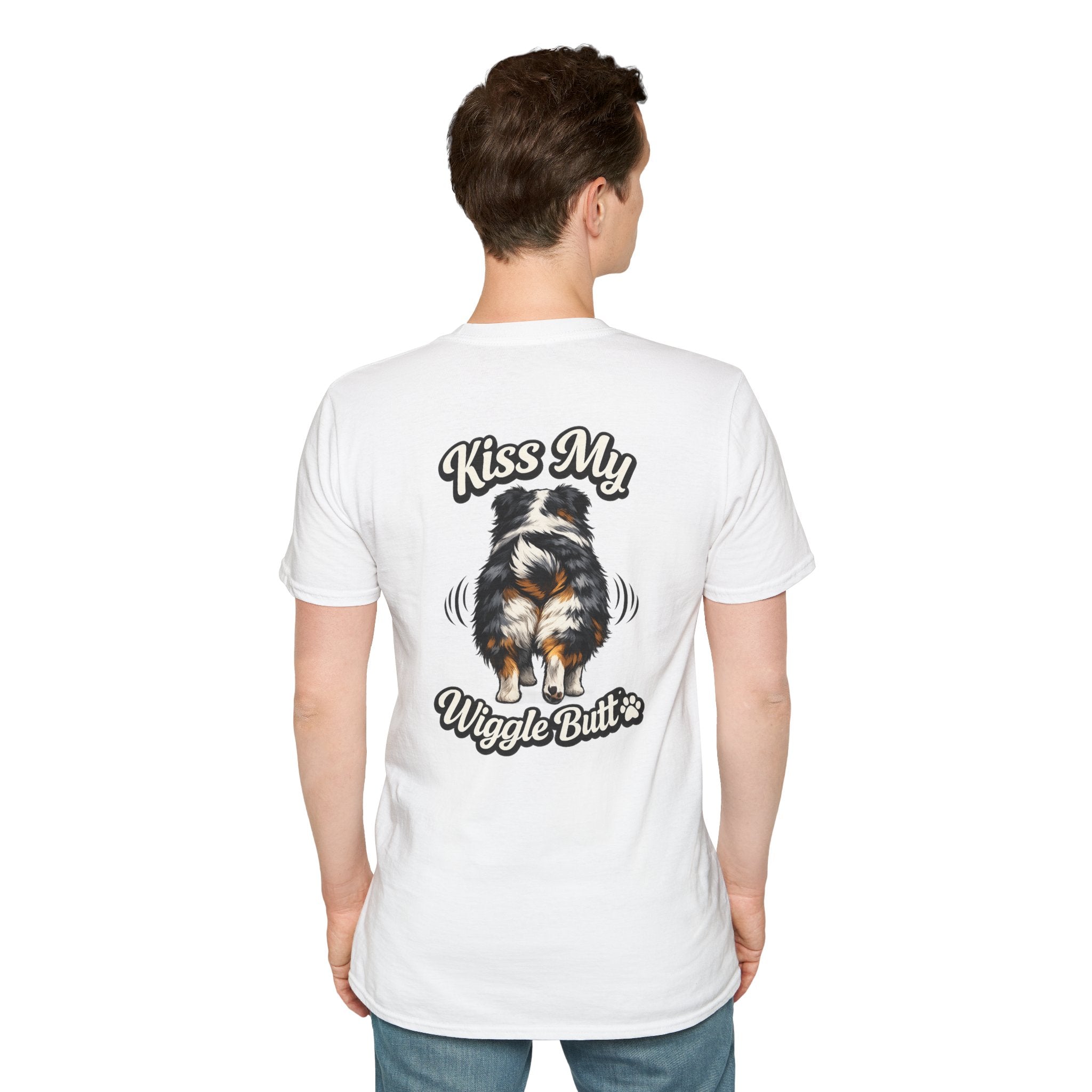 Kiss My Wiggle Butt Aussie Shirt | Australian Shepherd Funny Dog Tee | Aussie Mom Gift | Wiggle Butt Shirt