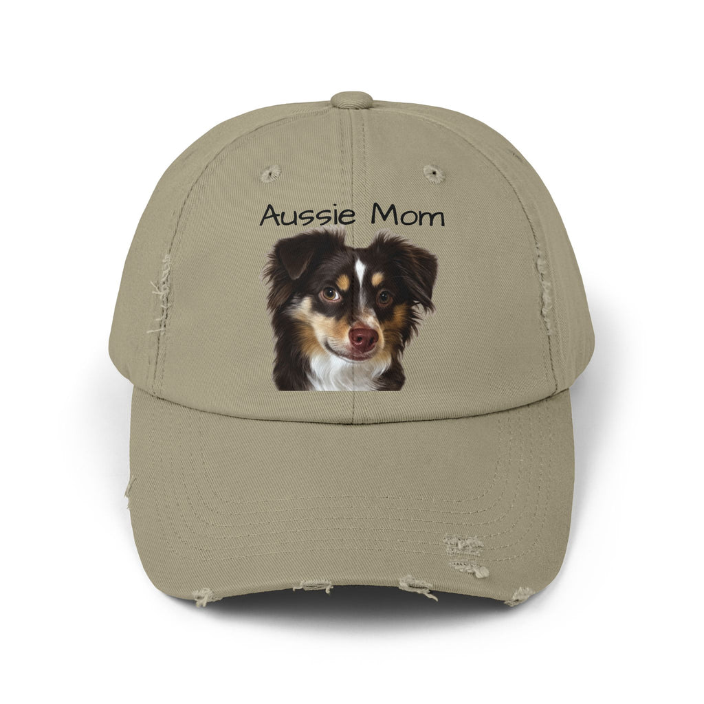Aussie Mom Distressed Cap — Australian Shepherd Dog Mom Hat