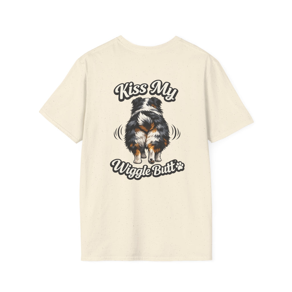 Kiss My Wiggle Butt Aussie Shirt | Australian Shepherd Funny Dog Tee | Aussie Mom Gift | Wiggle Butt Shirt